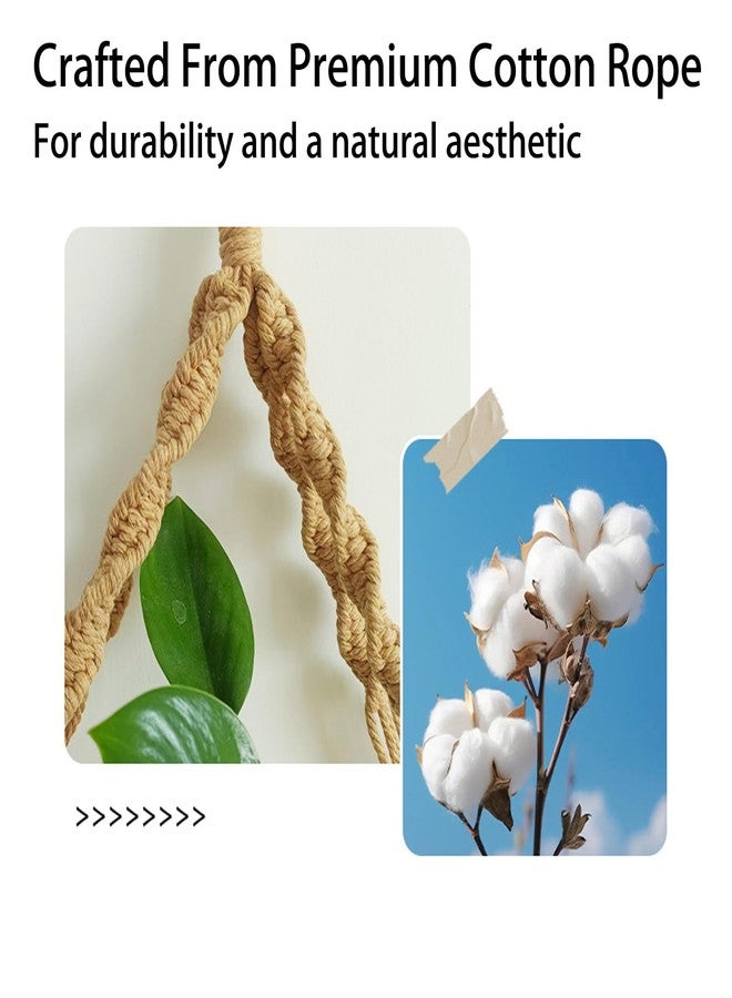 SRTFINE Macrame Floating Shelves for Boho Wall Decor - No Drilling Wooden Wall Shelves with Adhesive Hooks & 1-Tier Design - Decorative Storage Shelf for Bedroom, Living Room, Easy to Install (1 Tier) - Image 3